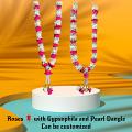 Fresh Flower Indian Style Garlands - Roses with baby breath Pair(2 garlands